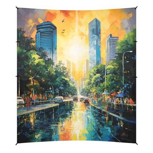 Camping Sun Shelters City Street Painting Beach Canopy 126 * 110.2in
