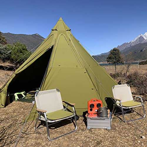 DEKIMOW Indian Tent Outdoor Portable Camping Pyramid Teepee Tent Octagon Adult Tipi Tent with Stove Hole Camping Steeple Yurt Tent