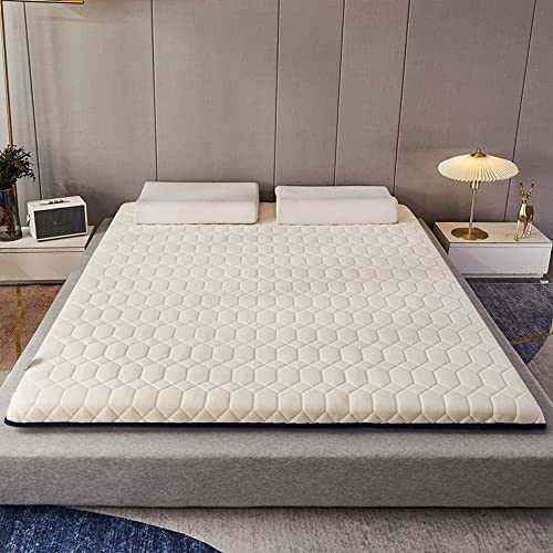 Futon Mattresses，Japanese Plush Floor Mattress Foldable Roll Up Sleeping Pad for House Guests Camping and Travel Double Single Bed Topper White 200x220cm