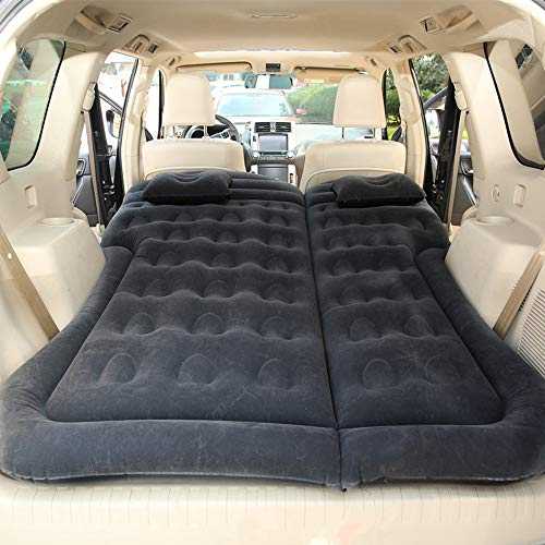 Car Air Mattress, Auto Inflatable Car Bed Large SUV Mattress Camping Sleeping Bed for Kid Adult, SUV Inflatable Air Pad with Pump for Automobile Back Seat Trunk Traveling Tent (Black)