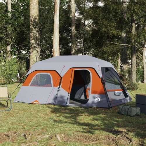 LXYZWRW Outdoor Recreation Family Tent 9-Person Grey and Orange Quick Release Waterproof Camping & Hiking