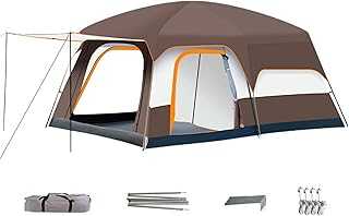 Inflatable Tent with Canopy for 3-12 Persons Camping Waterproof Windproof Sunproof Double Layer 2 Bedrooms 1 Living Room Picnic Tent
