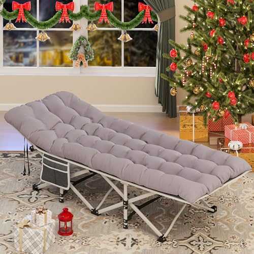YITAHOME Folding Camping Bed, 28" Extra Wide Heavy Duty Portable Camp Bed, Comfortable Sleeping Cots with 280kg Capacity for Travel/Office/Outdoor, Grey
