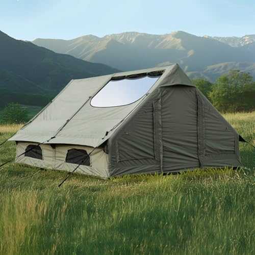 Hot Tent，Winter Tent，Teepee，Inflatable Tents for Camping, Blow Up Air Camping Tent with Pump, Easy Setup 4 Seasons Outdoor Cabin Tent House with Mesh Windows & Doors for