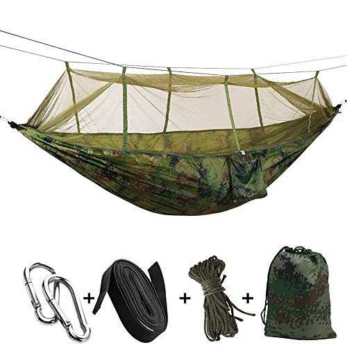 Camping Hammocks Hammock Tent Mosquito-Net 2.6 * 1.4M Outdoor Double Camping Hammock With Mosquito Net Sleeping Lightweight Nylon Portable Hammock-Camouflage