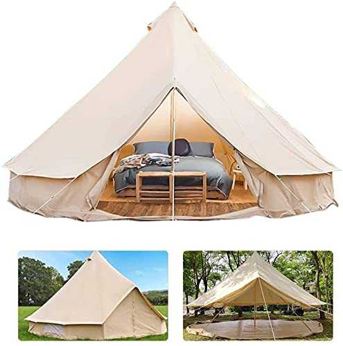 Luxury Teepee Canvas Tent with Stove Hole for 4 Season Family Camping Waterproof Yurt Tent for Outdoor Glamping Experience in Beautiful Scenery