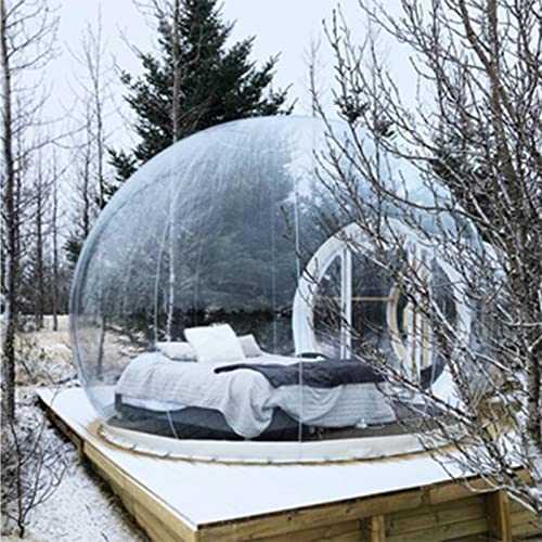 LPOAZf Inflatable Outdoor Transparent Tent, Rainproof Windproof Privacy Free Tent, 2-3 Person Inflatable Bubble House,Clear,3M