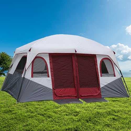 Weatherproof Family Tent, Family Tent Dome Tent with Easy Setup for Camping & Hiking, Large 2 Room Family Tent, Mountaineering, Two Doors for Separated Room