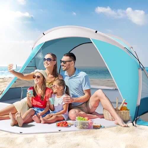 Beach Tent, Beach Shade Tent for 3/4-5/6-7/8-10 Person with UPF 50+ UV Protection