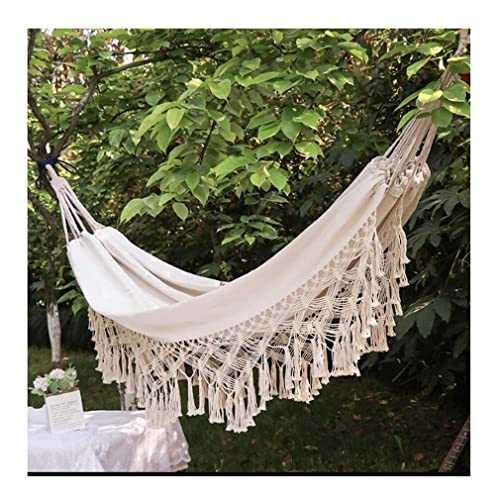 Swinging Hammock 2 Person Hammock Fringe Double Hammock Swing Chair Out/Indoor Hanging Swings Thickened Canvas Hammocks Travel Tree Hammocks