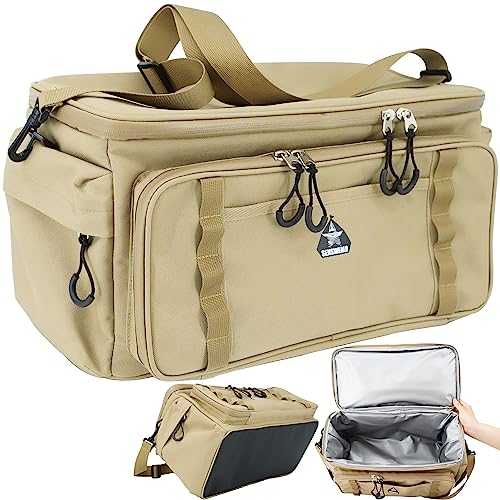 SENSWEALD Soft Cooler Bag Insulated With Multi-Pocket Portable Leakproof Cooler Color: Khaki