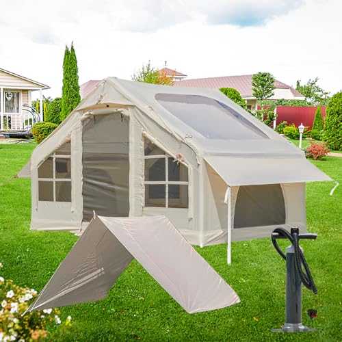Inflatable Tent with Pump, 2-8 Person Instant Glamping Camping Tents House, Easy Family Tents, for 4 Seasons Waterproof Inflatable Tent Camping, with Mesh Windows
