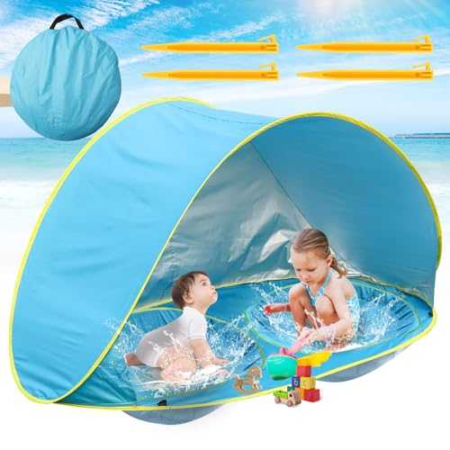 Baby Beach Tent-2 Pools Baby Pop Up Tent,UPF 50+ Sunshade Toddler Tent with Carry Bag, Portable Baby Travel Tent for Beach,Camping,Indoor