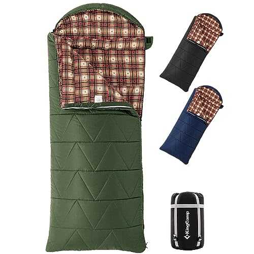 KingCamp XL Sleeping Bag For Adults 3-4 Season Large Wide Flannel Liner Single Warm Summer & Winter, Lightweight,Waterproof Indoor & Outdoor Use for Adults & Teens for Hiking, Backpacking