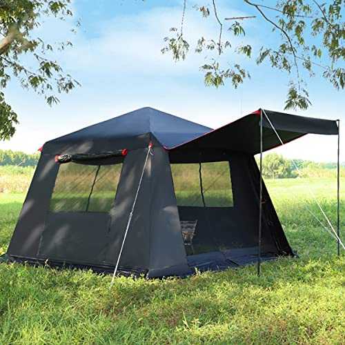 Garden Camping Tents 4 Person Tents Black Tent Canopy Shelter for Spring BBQ Outing,Beach Tent Sun Protection,Easy Set Up Tent,Insect-proof Mesh Windows