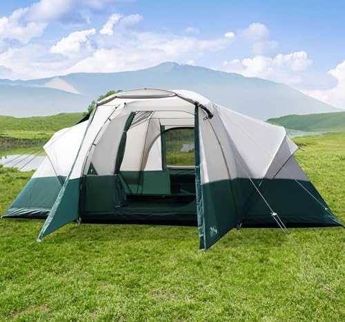 8 Person Camping Tent with Porch/Vestibule, 12x10Ft Family Tents for Camping, Large Dome Tent, Tunnel Tent includes Rainfly and Carry Bag, Easy Setup Big Tent for Camping and Backyard