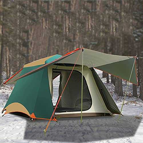 Pop up Tent 3-4 Person Automatic Tent Portable Outdoor Cabin Shelter 2 Second Setup Instant Tent Double Layer Family Tent with Carry Bag (Coffee Color) (Green)