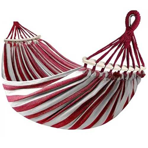 Double Hammock For Camping, Hanging Bed Gear For Outdoors Backpacking Survival Or Travel, Portable Canvas Parachute, Up To 300kg/661.4lbs(Red-white)