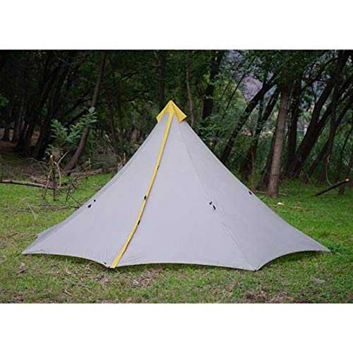 860G Camping Tent Ultralight 3-4 Person Outdoor 20D Nylon Both Sides Silicon Coating Rodless Pyramid Large Tent Camping 3 Season (Light Grey)