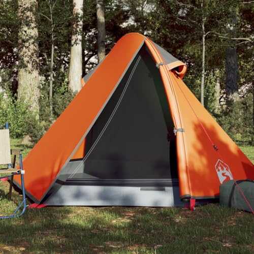 XGWKCNV Outdoor Recreation Camping Tent Dome 2-Person Grey and Orange Waterproof Camping & Hiking