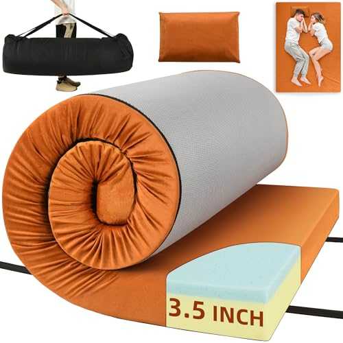 DWVO Memory Foam Camping Pad Futon Mattress Full, 3.5 INCH Thick Portable Floor Sleeping Mat with Travel Bag