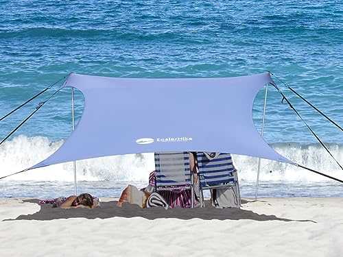 easierhike Beach Shade Windproof Design, Sun Shelter UPF50+ Portable Family Tent with 6 Sandbags Anchors 10x10 FT 2 Pole Pop Up Outdoor Shelter for Beach, Camping, Fishing, Backyard and Picnics