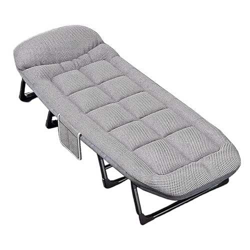 WXQZHF Folding bed Portable Folding Bed with Mattress Six Adjustable Backrests Folding Camping Cot for Adults with 8 Legs and High Rebound Cotton Filling Perfect for Camping(Gray A,200 * 65 * 35cm)