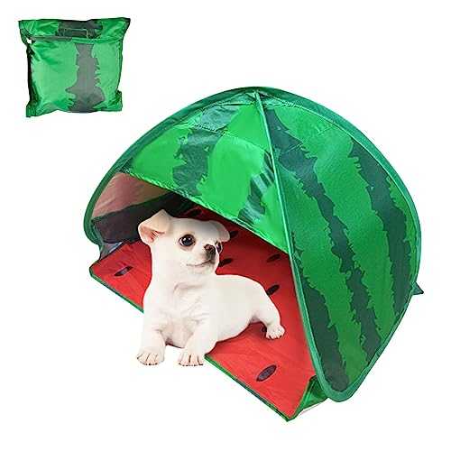 Dog Beach Tent Sun Shelter, 1 Pack Watermelon Portable Sun Shelter Automatic Pop-up Beach Tent Mini Dog Cat Tent Pet Protection for Indoor and Outdoor, M