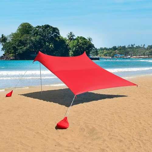 HipierFx Large Beach Shelter 2x2m 3x3m 4x4m Portable Beach Tent with 2 Poles Beach Canopy