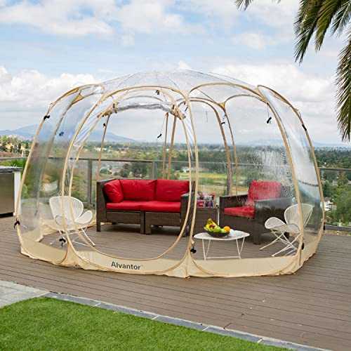 Alvantor Pop Up Bubble Tent - Instant Igloo Tent - Screen House for Patios - Large Oversize Weather Proof Pod - Cold Protection Camping Tent - Beige