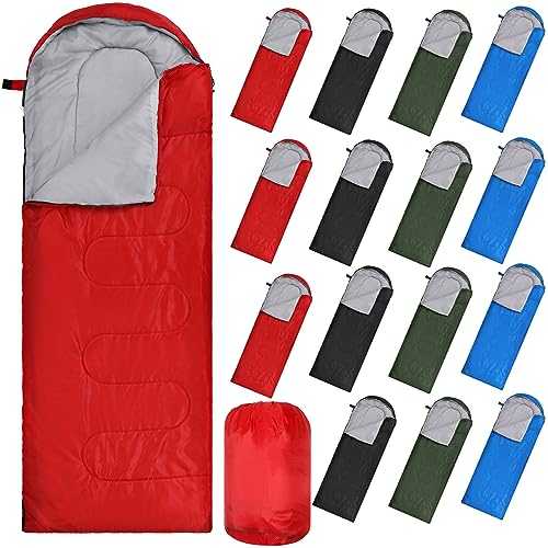 Tudomro 16 Pack Camping Sleeping Bags Bulk Adults Envelope Sleeping Bag 4 Season Cold Warm Weather Lightweight Waterproof Compact Backpacking Sleeping Bag for Travel Hiking