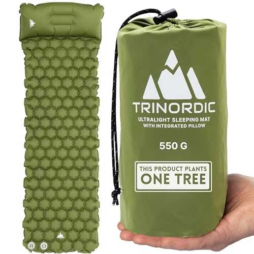 TRINORDIC Ultralight Inflatable Camping Mat - With Integrated Pillow – Lightweight (0.55kg) and Compact Outdoor Sleeping Mat for Hiking and Bikepacking