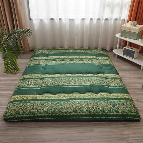 HYUFEIAO Vintage Boho Floral Futon Mattress, Roll Up Thick Sleeping Bed With Removable Cover, Retro Japanese Sleeping Floor Mattress, Reversible Portable Camping Mattress(Style5,200x220cm/79x86)