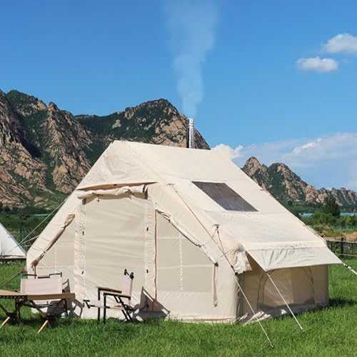 Inflatable Tent for 6-8 People, Inflatable Tent, Waterproof, Family Tent with Air Pump, Oven Hole, 4 Seasons Air Tent, Quick Assembly