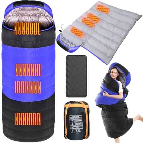 Heated Sleeping Bag with 20000 mAh Power Bank - USB Heating, 4 Heating Zones, Electric Heater Sleeping Bag for Backpacking Camping