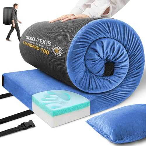 Memory Foam Camping Mattress Pad,3 Inch Waterproof Sleeping&Camping Pad for Adults,Portable Roll Up Mattress for Floor,Car Tent Travel,Camping Cot Cover for Kids and Adults Sleepover