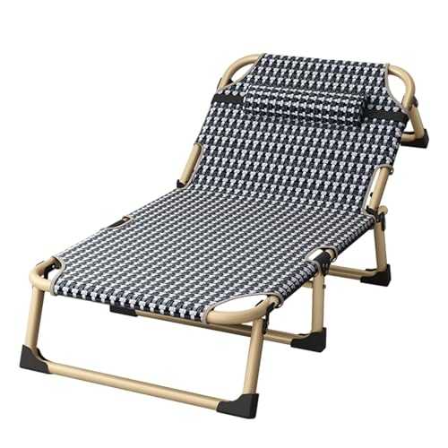 GXXINGIN Portable Folding Bed，Camping Cots,Extra Wide Camping Cot for Adults, Folding Reclining Chair with Pillow Portable Guest Bed for Sleeping Multi Use Fold Up Bed with Adjustable 4-Positions for