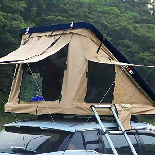 PRUJOY Car Roof Tent Hydraulic Hard Shell Outdoor Self-driving Tour Aluminum Alloy Triangular Brace Type Weatherproof Roof Tent for Travel Camping (H)