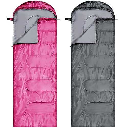 Tudomro 2 Pcs Camping Sleeping Bag for Adults, Lightweight Packable Waterproof Camping Gear Equipment to Keep Warm for Spring Summer Fall Indoor Outdoor Backpacking Hiking Travel