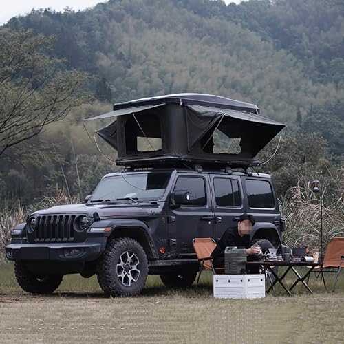 Rooftop Hard Shell, Easy Set Up Pop Up Tent for 2 Person Camping, Truck Car Tents with Thick Mattress, Power Port and LED Lighting