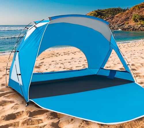 Etto Beach Tent for 6-8 People, Waterproof Portable Sun Shelter with UPF 50+ UV Protection, Easy Setup Beach Canopy for Family Outdoor Adventures, Camping, and Picnics, with Carrying Bag