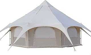 Large 8 10 Person Waterproof Canvas Bell Tent for Family Camping 4 Season with Stove Jacks for Glamping and Festivals Ideal for Outdoor Shelter and Leisure Activities