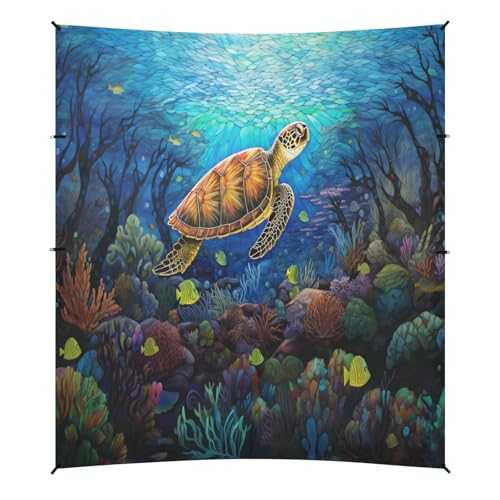 Camping Sun Shelters Turtle Swimming in The Sea Beach Canopy 126 * 110.2in