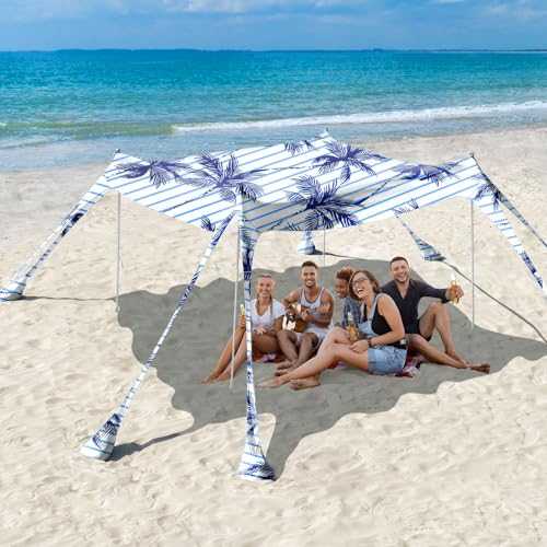 Rhino Valley Beach Tent, 6-8 Person with UV 50+ Sun Protection, Portable Beach Shade Shelter, Large Family Canopy Outdoor Tent for Camping, Fishing, Picnic,Garden