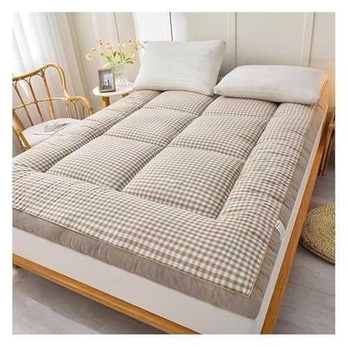 Japanese Futon Mattress Thicken Sleeping Pad Full Size Skin-friendly Japanese Floor Mattress Foldable Roll Up Camping Mattress(Khaki,1.5X2.0m)