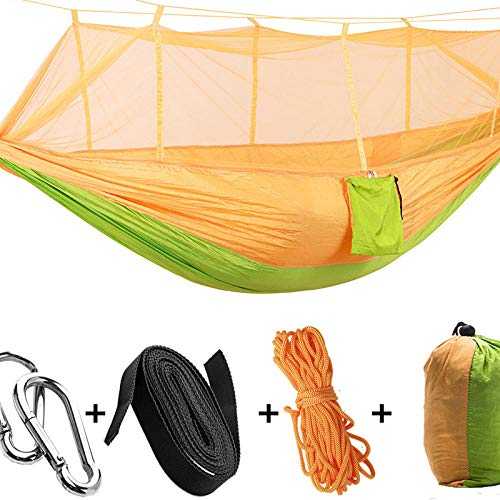 Camping Hammocks Hammock Tent -Net CampingGarden Hammock With Net Outdoor Furniture 1-2 Person Portable Hanging Bed Strength Parachute Fabric Sleep Swing-Yellow And Fruit Gn