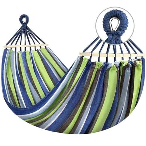 Hammock, Double Hammock for Camping, Hanging Bed Gear for Outdoors Backpacking Survival Or Travel,Portable Canvas Parachute,(Blue)