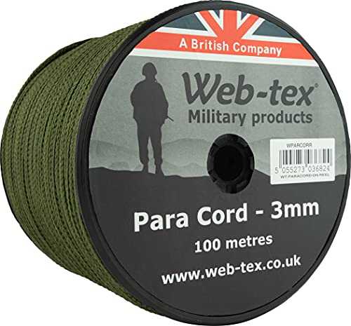 Web-tex Paracord Reel Roll 100m x 3mm Green