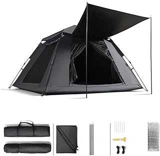 5000mm Waterproof 4 Man Tent with Moisture-Proof Pad - Premium Blackout Tent for Camping, Hiking, Picnic, and Garden - Sturdy and Durable