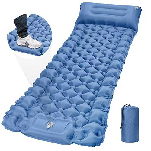 Sleeping Pad Ultralight Inflatable Sleeping Pad for Camping, 78''X25''X3.9'' Camping Sleeping Pat with Pillow Built-in Pump, Ultimate for Camping, Backpacking, Hiking, Tent Air Mattress (Navy Blue)